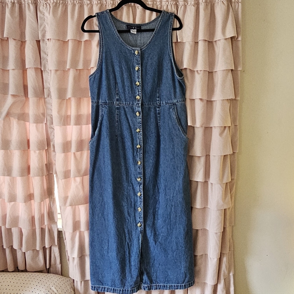 Vintage Ty Original Wear Denim Midi Dress Size 10